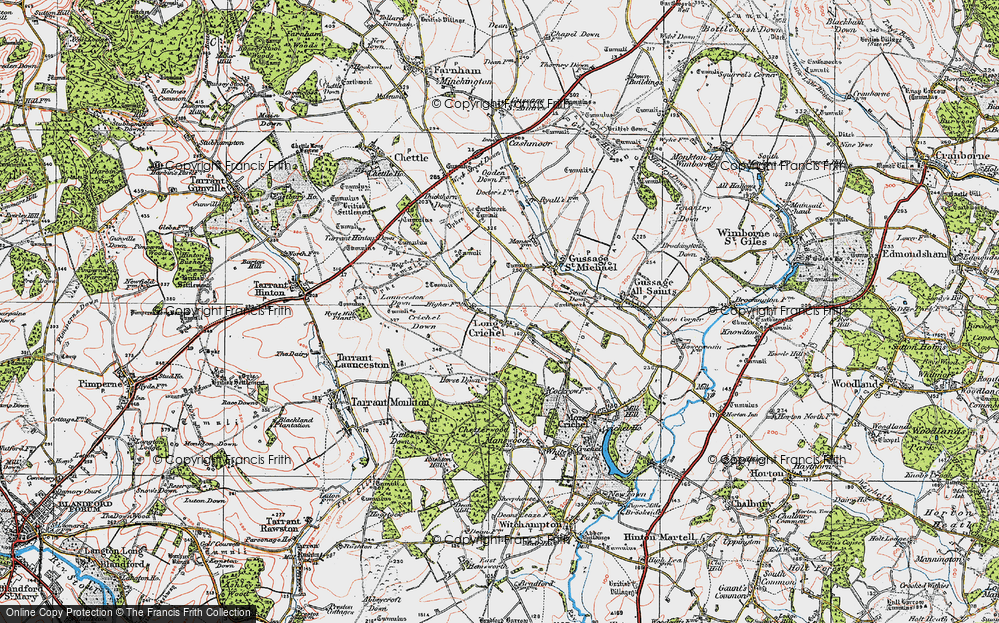 Old Map of Long Crichel, 1919 in 1919