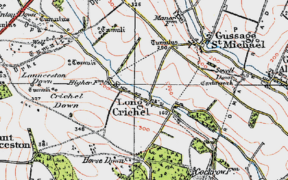 Old map of Long Crichel in 1919