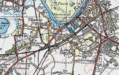 Old map of Long Ditton in 1920