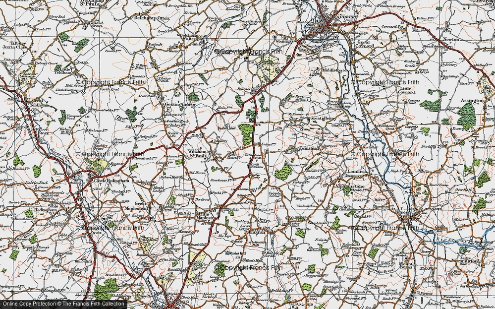 Old Map of Long Gardens, 1921 in 1921