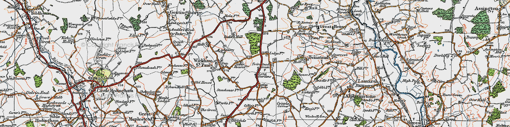 Old map of Long Gardens in 1921