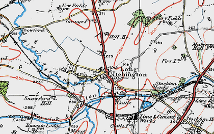Old map of Long Itchington in 1919