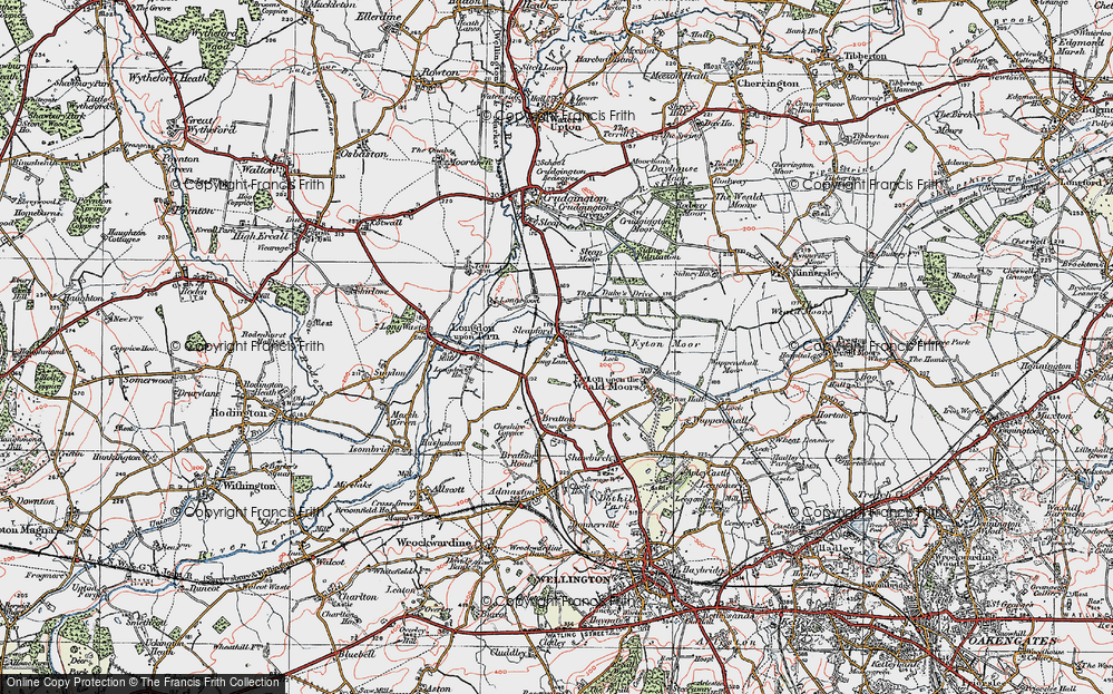 Old Map of Historic Map covering Wappenshall in 1921