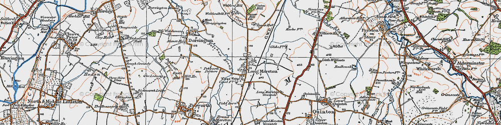 Old map of Long Marston in 1919