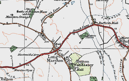 Old map of Long Marston in 1924