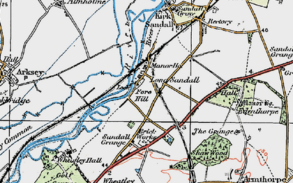 Old map of Long Sandall in 1923