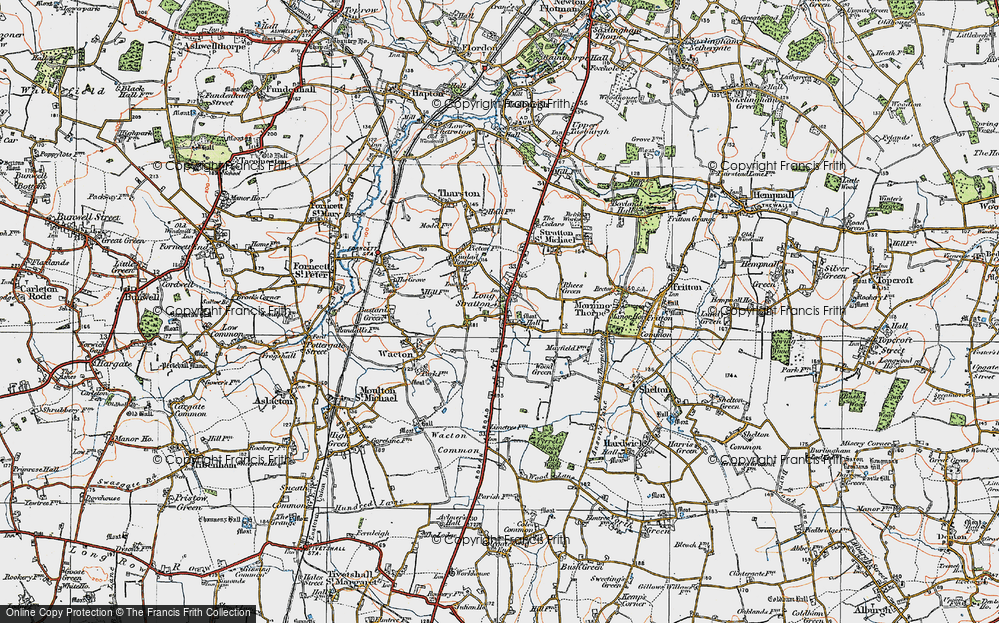 Old Map of Long Stratton, 1921 in 1921