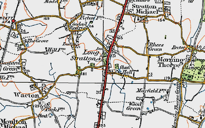 Old map of Long Stratton in 1921