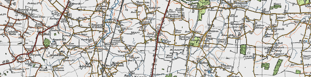 Old map of Long Stratton in 1921