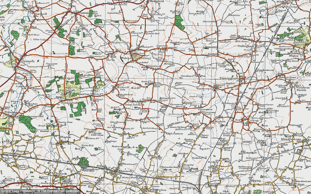 Old Map of Long Thurlow, 1920 in 1920