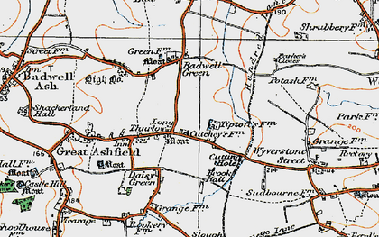 Old map of Long Thurlow in 1920