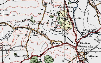 Old map of Long Whatton in 1921