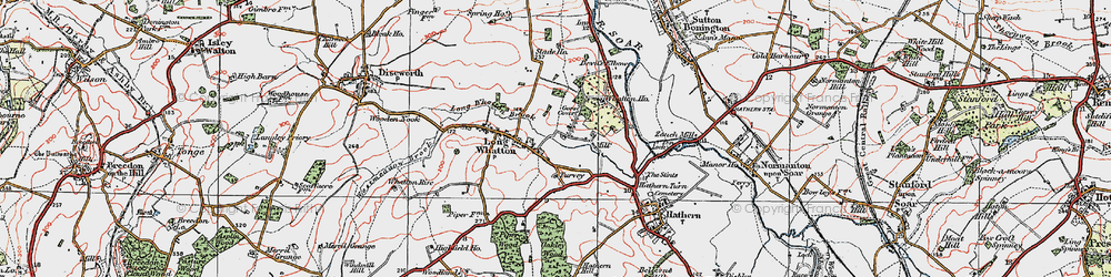 Old map of Long Whatton in 1921