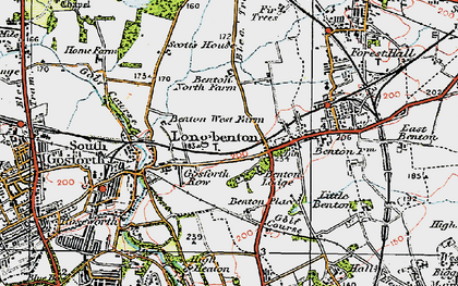 Old map of Longbenton in 1925