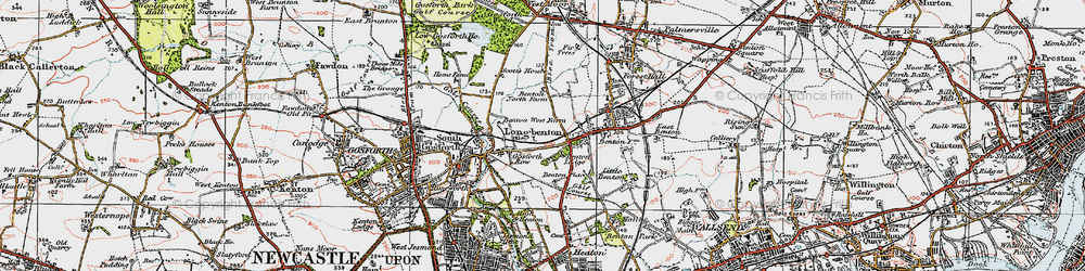 Old map of Longbenton in 1925
