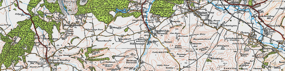 Old map of Longbridge Deverill in 1919