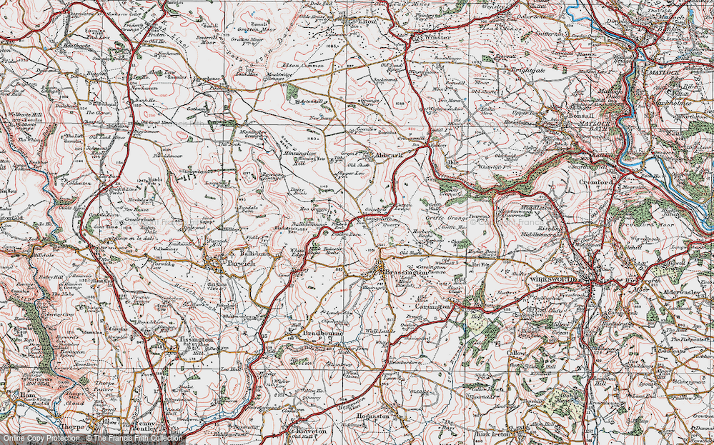 Old Map of Historic Map covering Ballidonmoor in 1923