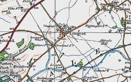 Old map of Longcot in 1919