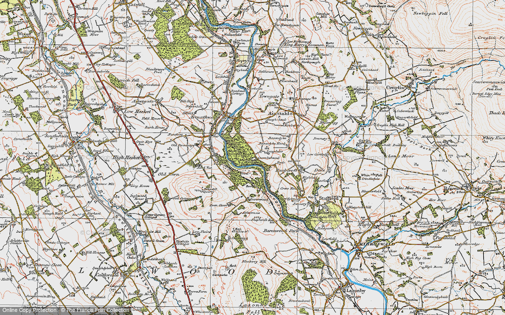 Old Map of Historic Map covering Baron Wood in 1925