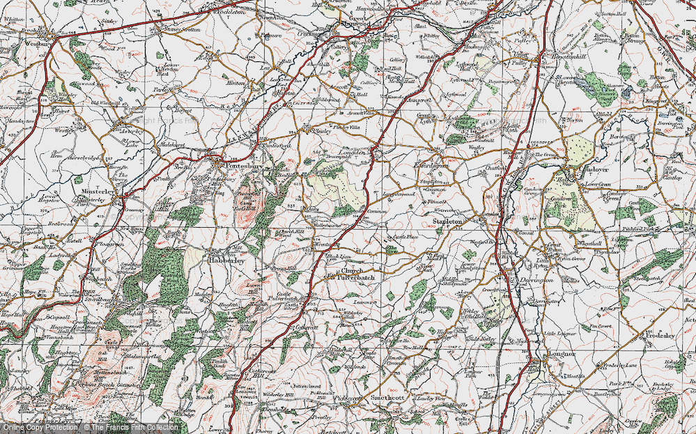 Old Map of Longden Common, 1921 in 1921