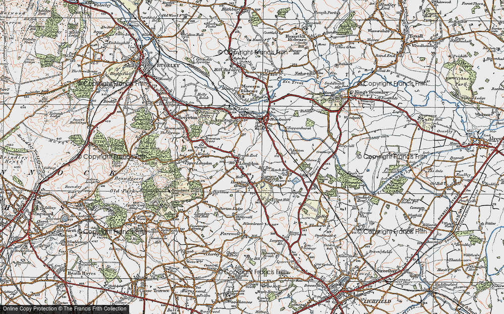 Old Map of Longdon, 1921 in 1921