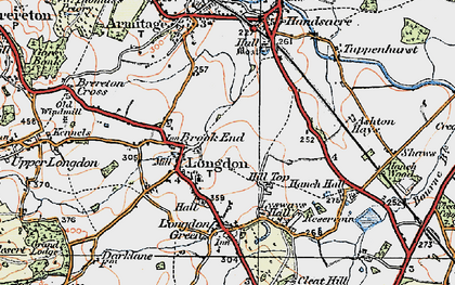 Old map of Longdon in 1921