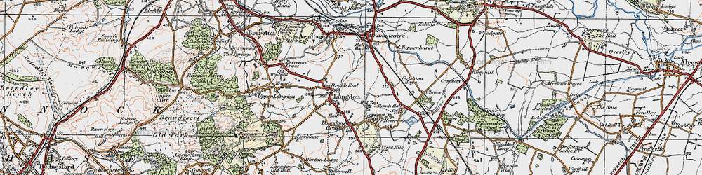 Old map of Longdon in 1921