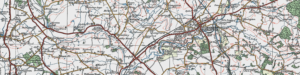 Old map of Buntingsdale Hall in 1921