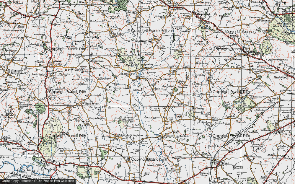 Old Map of Longfordlane, 1921 in 1921