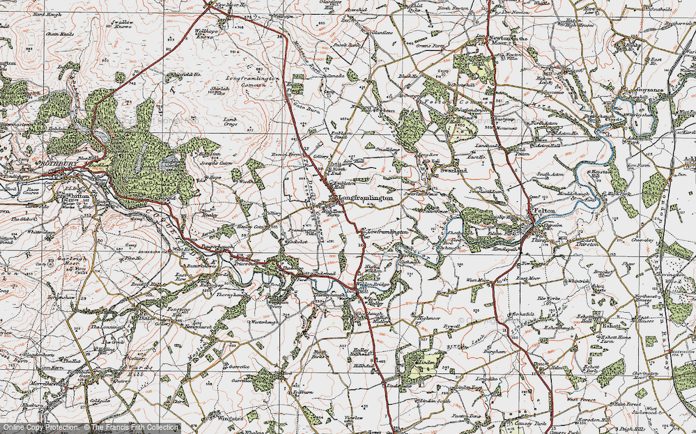 Old Map of Longframlington, 1925 in 1925