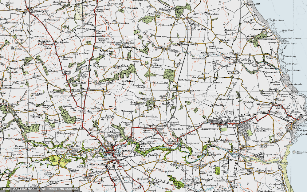 Old Map of Historic Map covering Brocks Burn in 1925