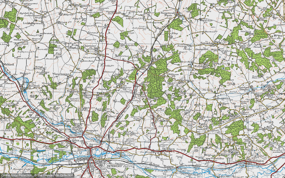 Old Map of Historic Map covering West Berkshire in 1919