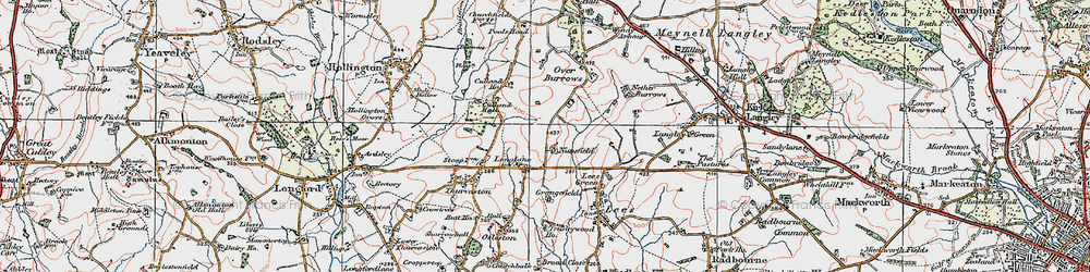 Old map of Longlane in 1921