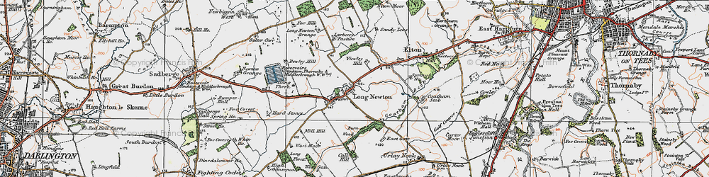 Old map of Longnewton in 1925