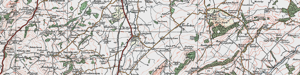 Old map of Longnor in 1921