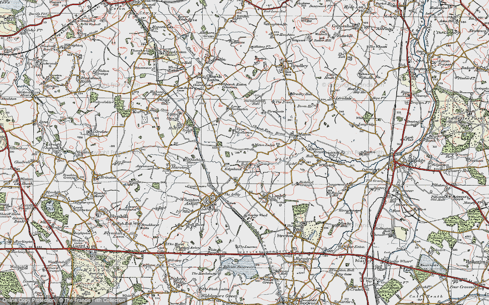 Old Map of Historic Map covering Whiston Brook in 1921