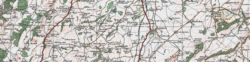 Old map of Longnor Park in 1921