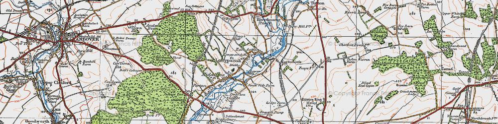 Old map of Longparish in 1919