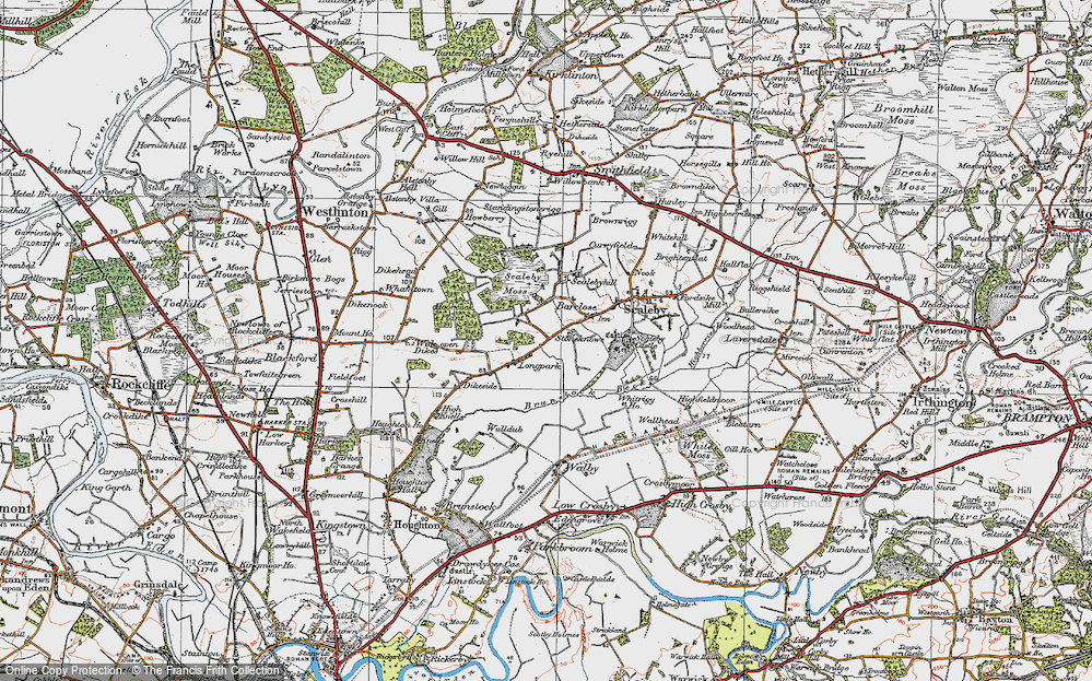 Old Map of Historic Map covering Brunstock Beck in 1925