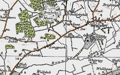 Old map of Brunstock Beck in 1925