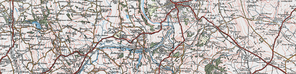 Old map of Longsdon in 1923