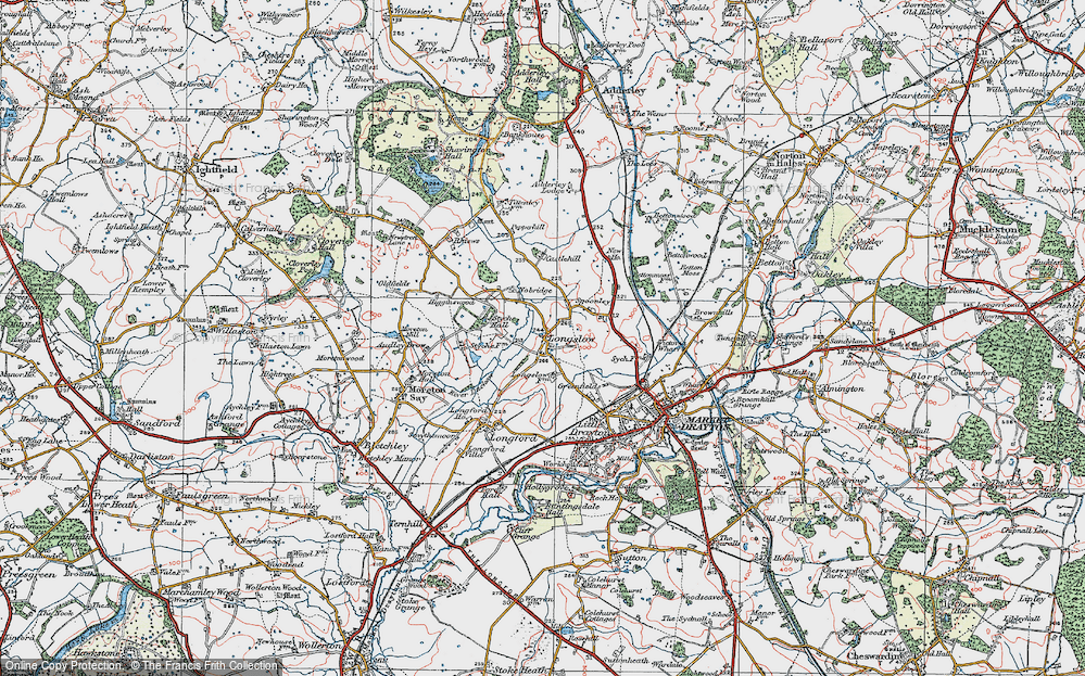 Old Map of Longslow, 1921 in 1921