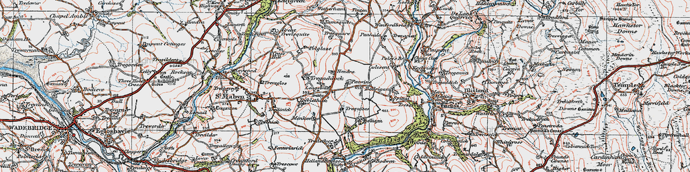 Old map of Bodrigan in 1919