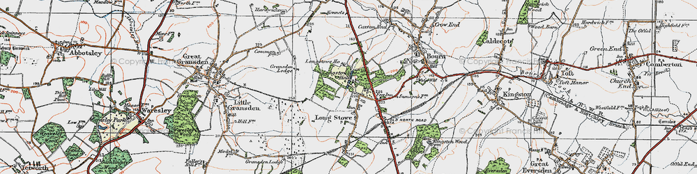 Old map of Longstowe in 1919