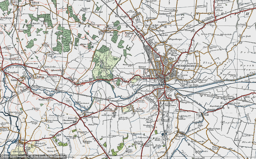 Old Map of Longthorpe, 1922 in 1922