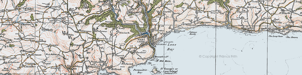 Old map of Looe in 1919