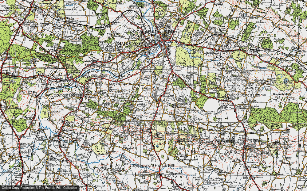 Old Map of Loose Hill, 1921 in 1921