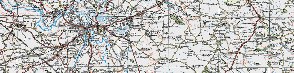 Old map of Lostock Green in 1923