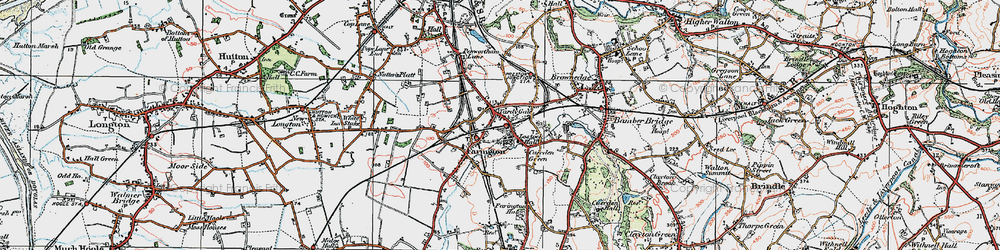 Old map of Lostock Hall in 1924
