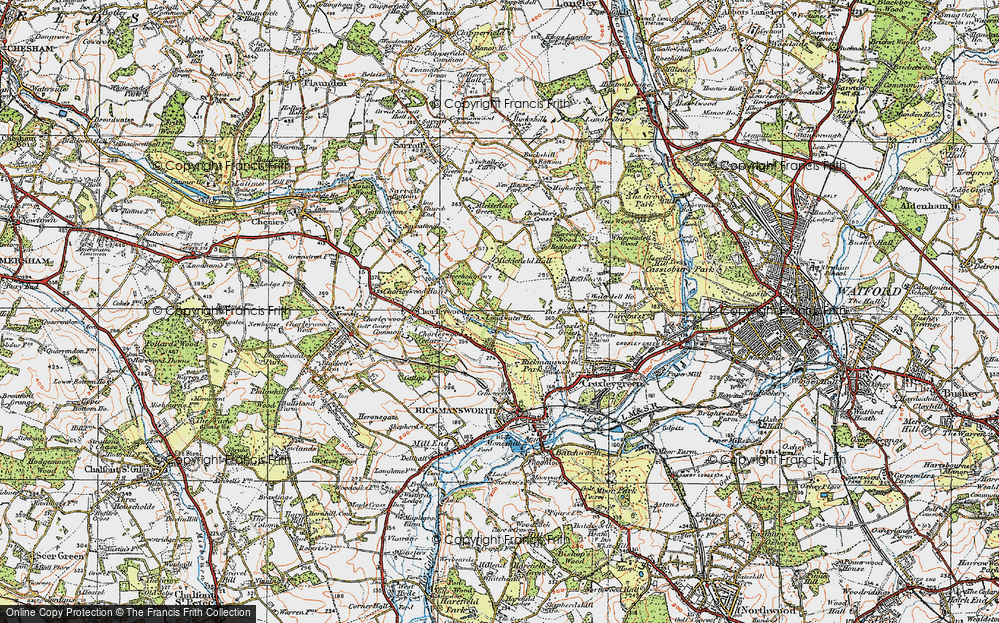 Old Map of Historic Map covering Thurlwood Ho in 1920